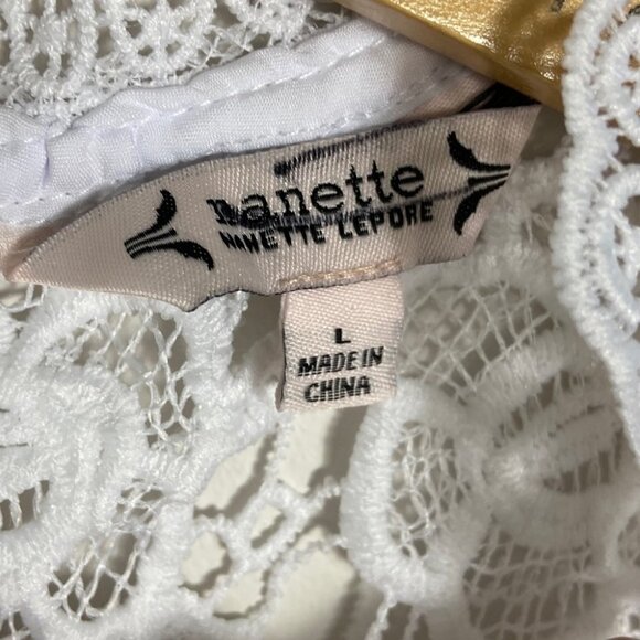 NEW Nanette Lepore White Lace Tie Back Tank Top Size‎ Large Bohemian Romantic L - Picture 8 of 8